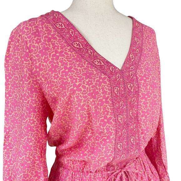 VINEYARD VINES Floral All Over Bloussan Dress in Sweet Taffy Pink/Orange Size 6 - Picture 4 of 10